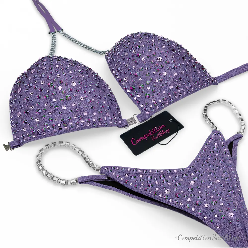 Purple Scatter on Lavender Bikini Competition Suit BM198-2