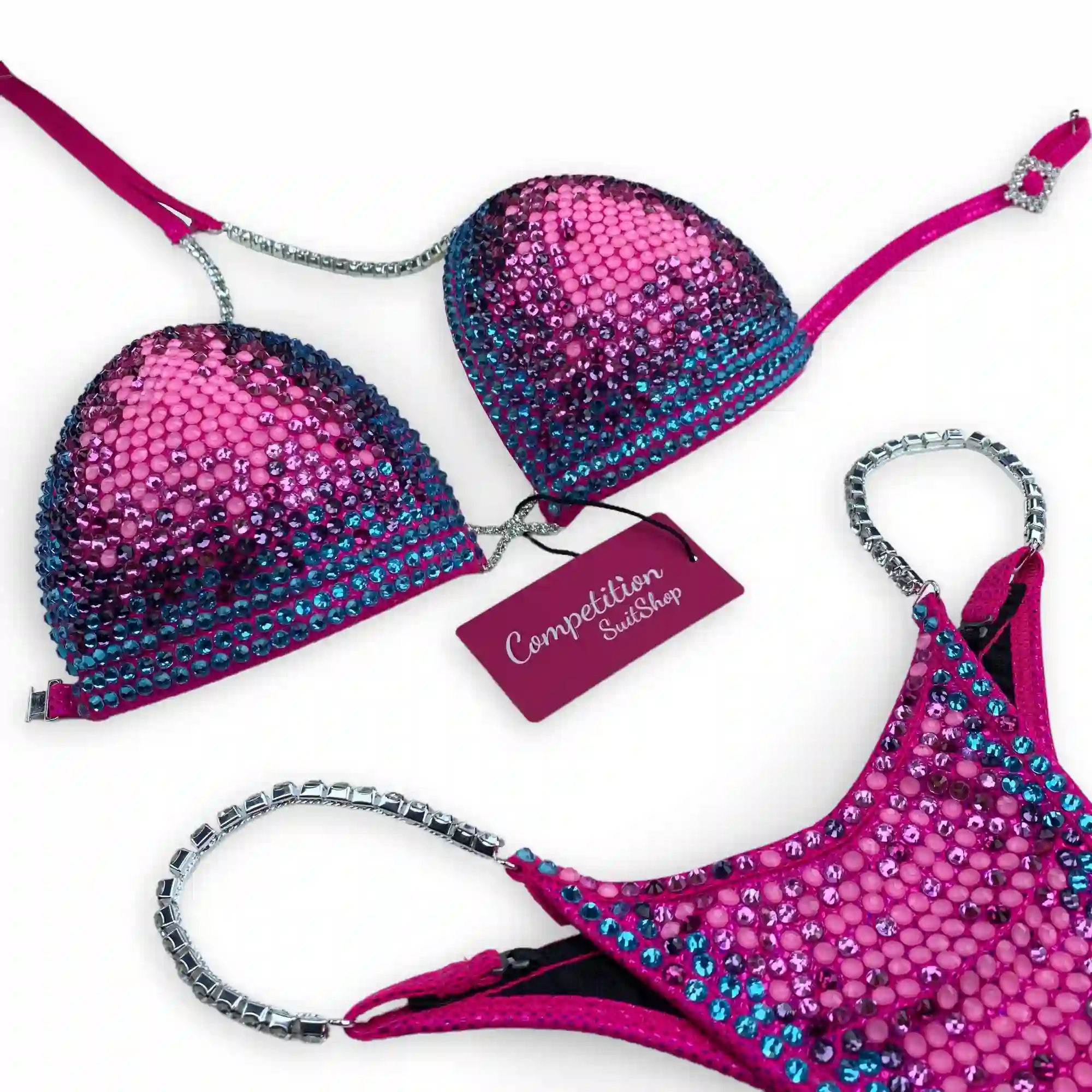 Hot Pink Aqua Shine Bikini Competition Suit B219