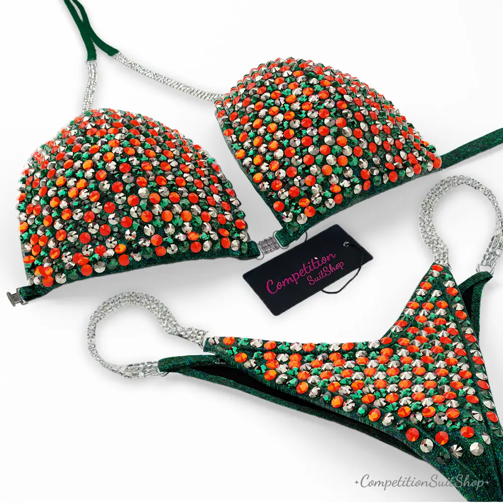 Emerald Ember Glint Bikini Competition Suit BM175-2