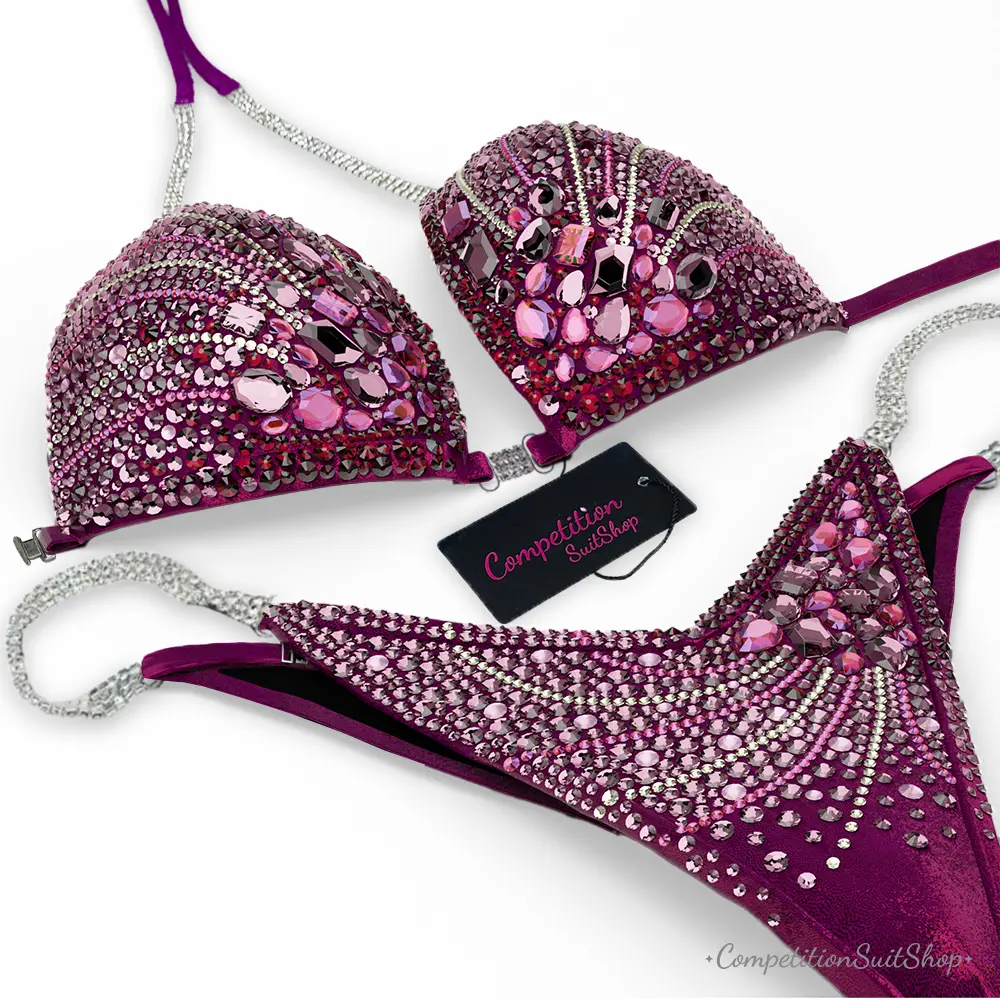 Rosewater Maroon Plume Competition Bikini BM238-1