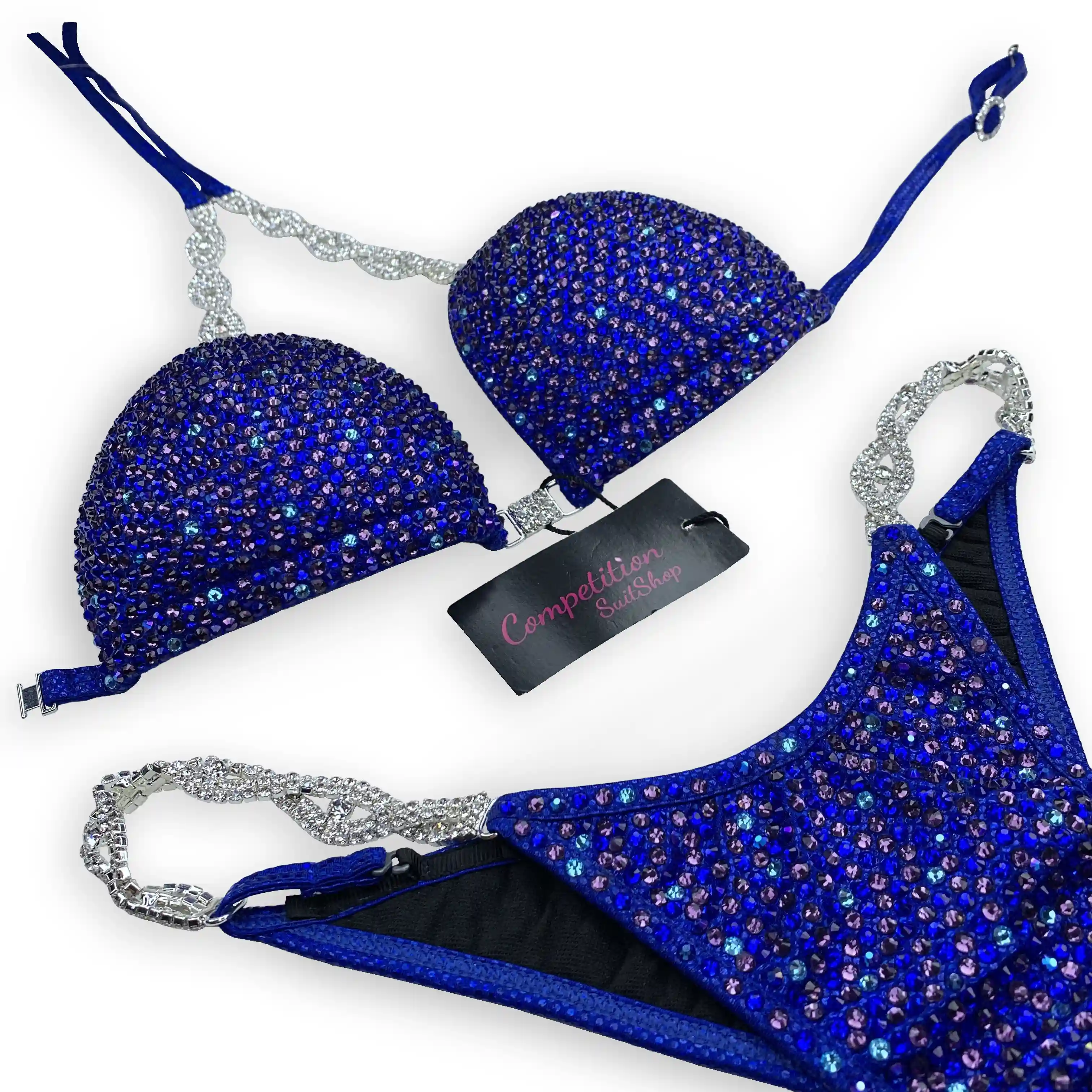 Shatter Blue with Purple Sparkle Bikini Competition Suit (B194)