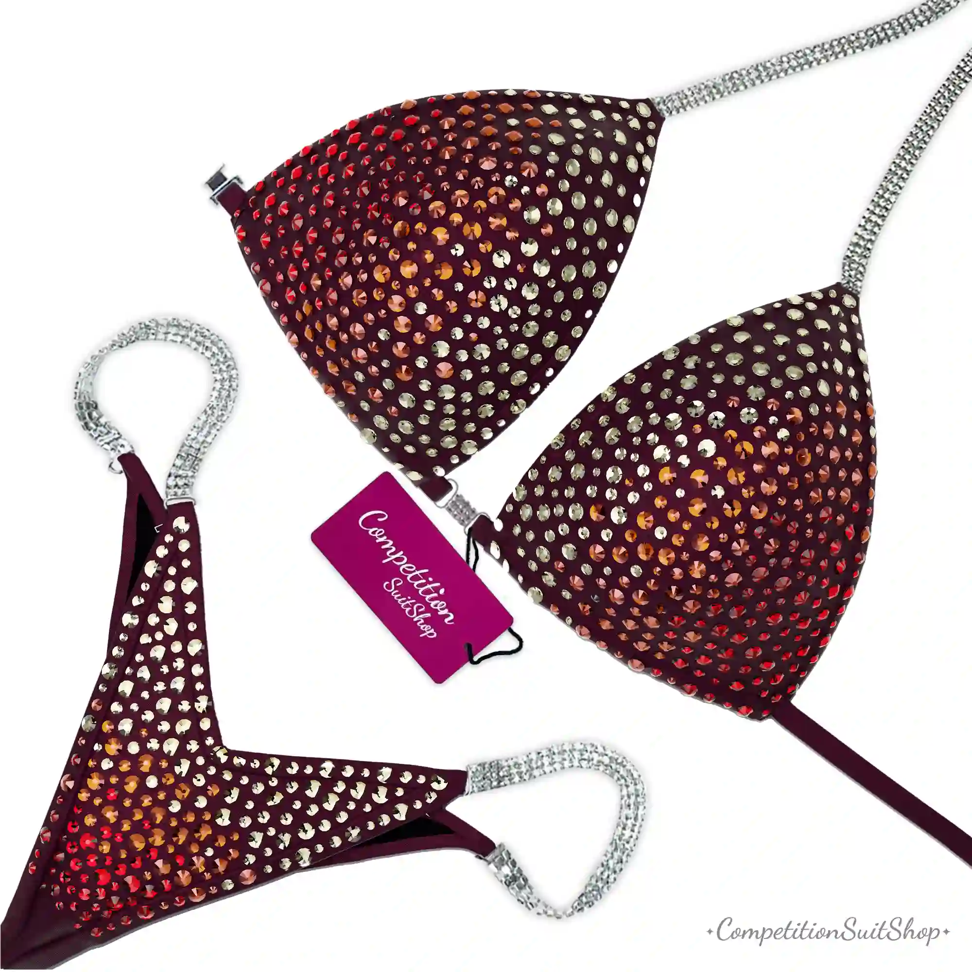 Maroon Orange Velvet Radiance Wellness Bikini BM201-18W