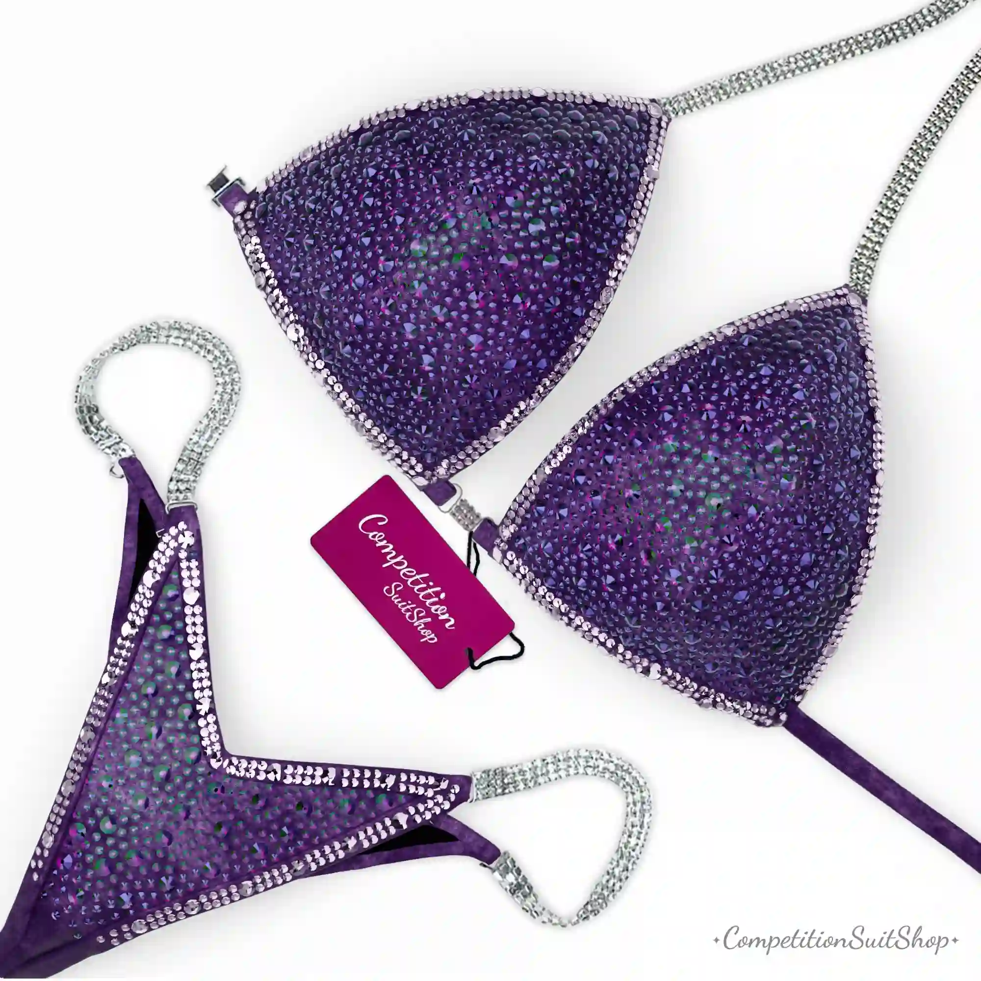 Deep Purple Trim Velvet Wellness Competition Bikini BM216-9W