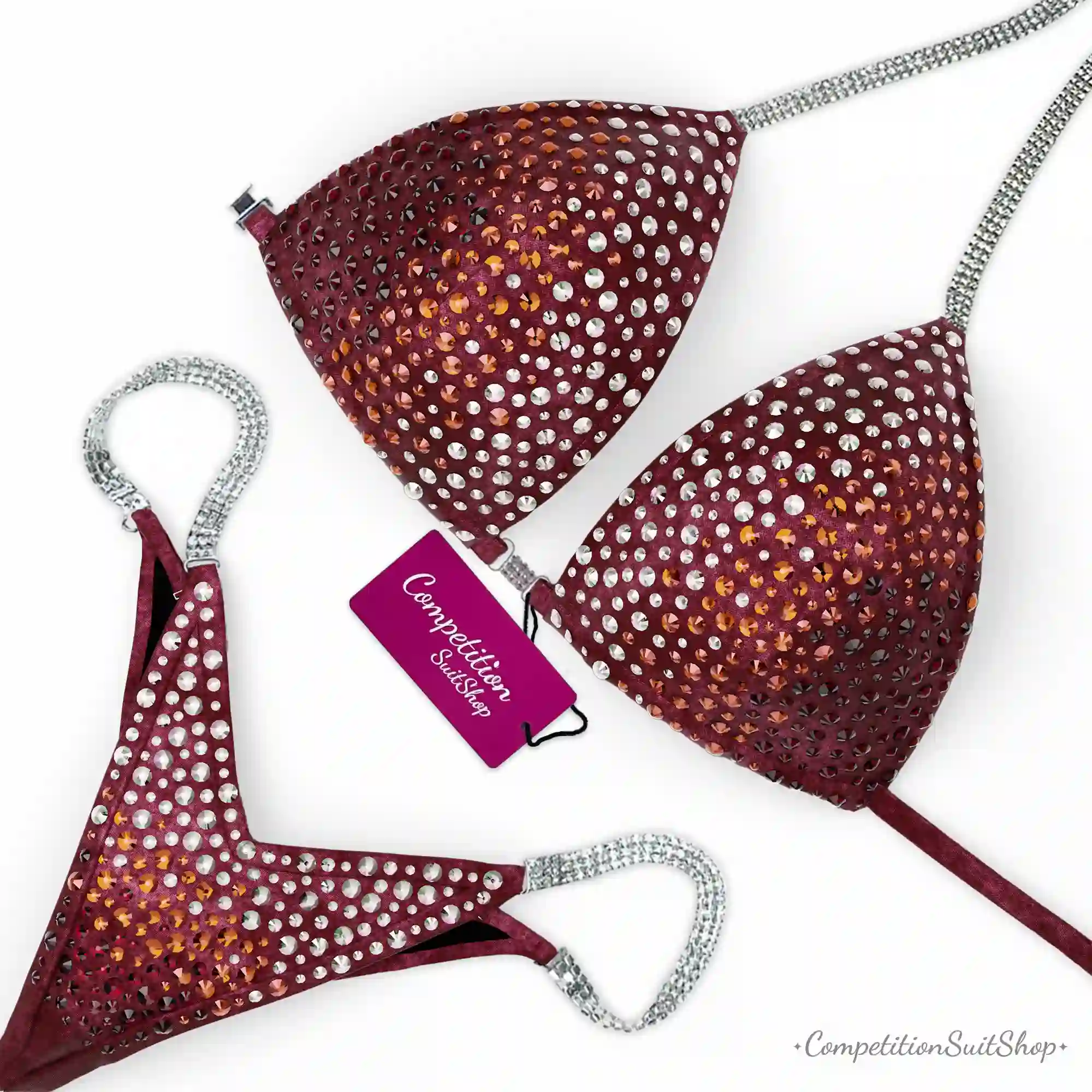 Maroon Velvet Radiance Competition Bikini BM201-16