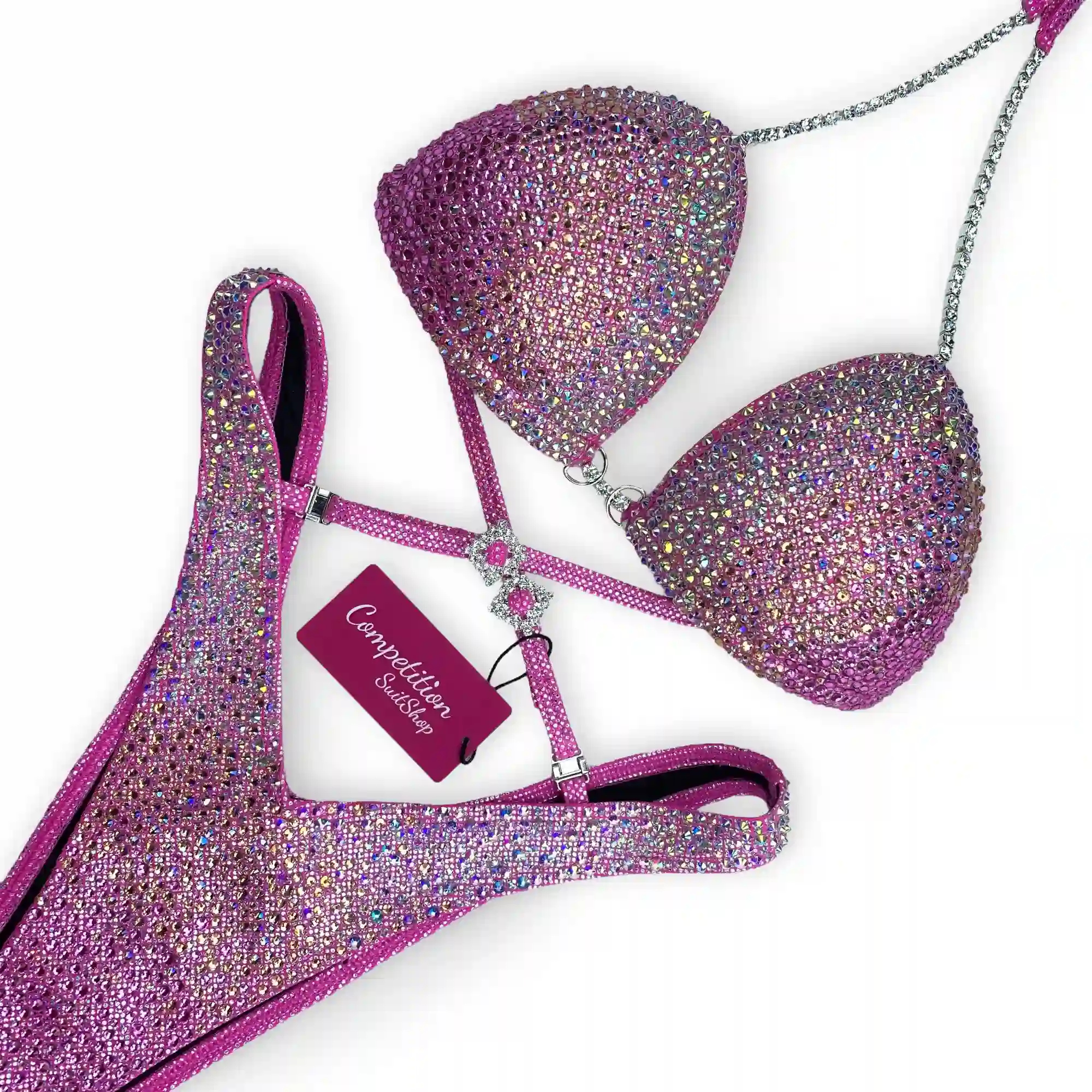 Silver Pink Radiance Figure Competition Suit FM201-13