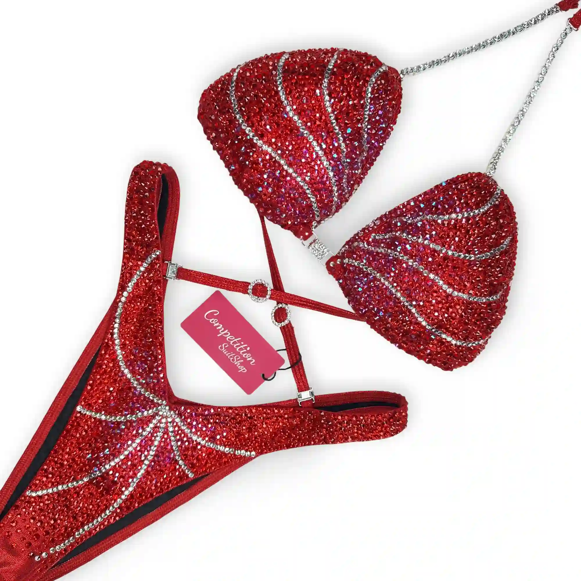 Red Swirl Figure Competition Suit F1051
