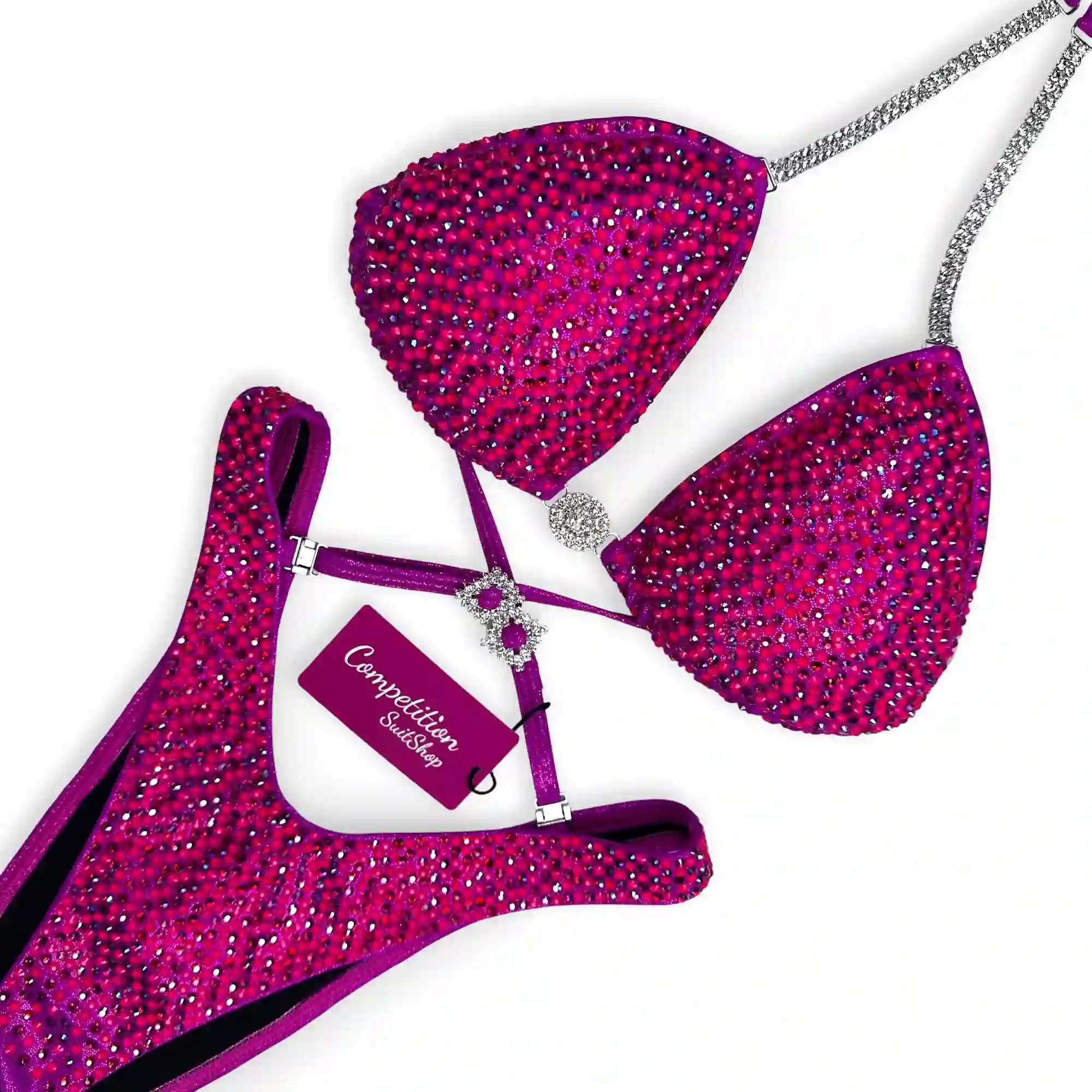 Sparkling Neon Pink Figure Competition Suit F158