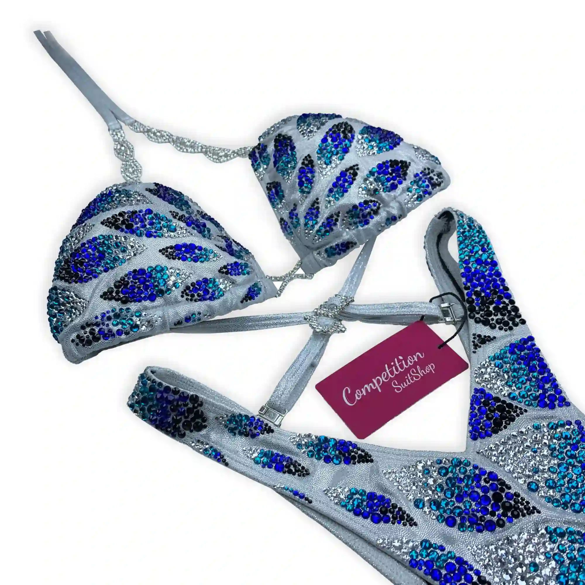 Silver Blue Arrow Figure Competition Suit (F1004-1)