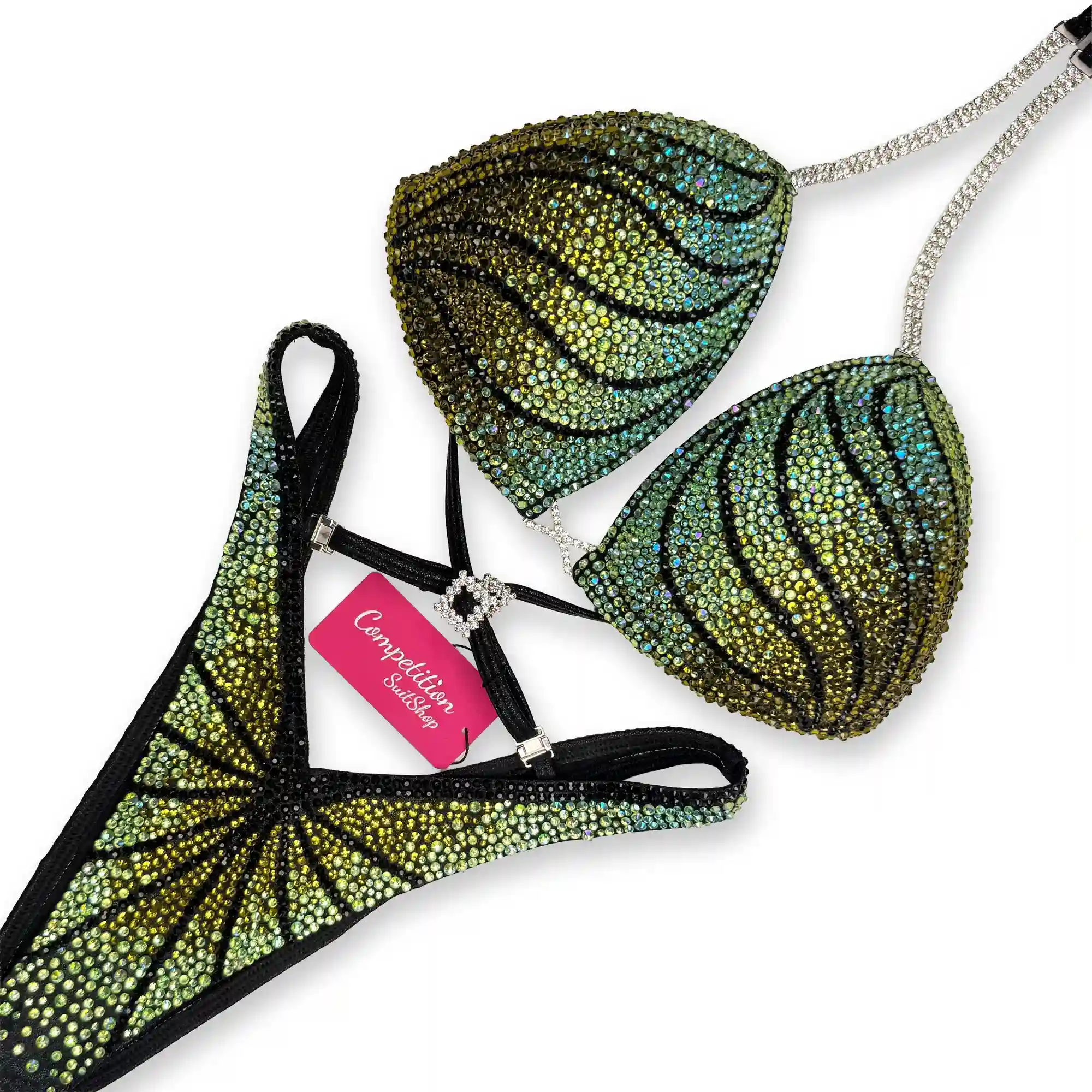 Olive Ribbon Figure Competition Suit FM1027-6