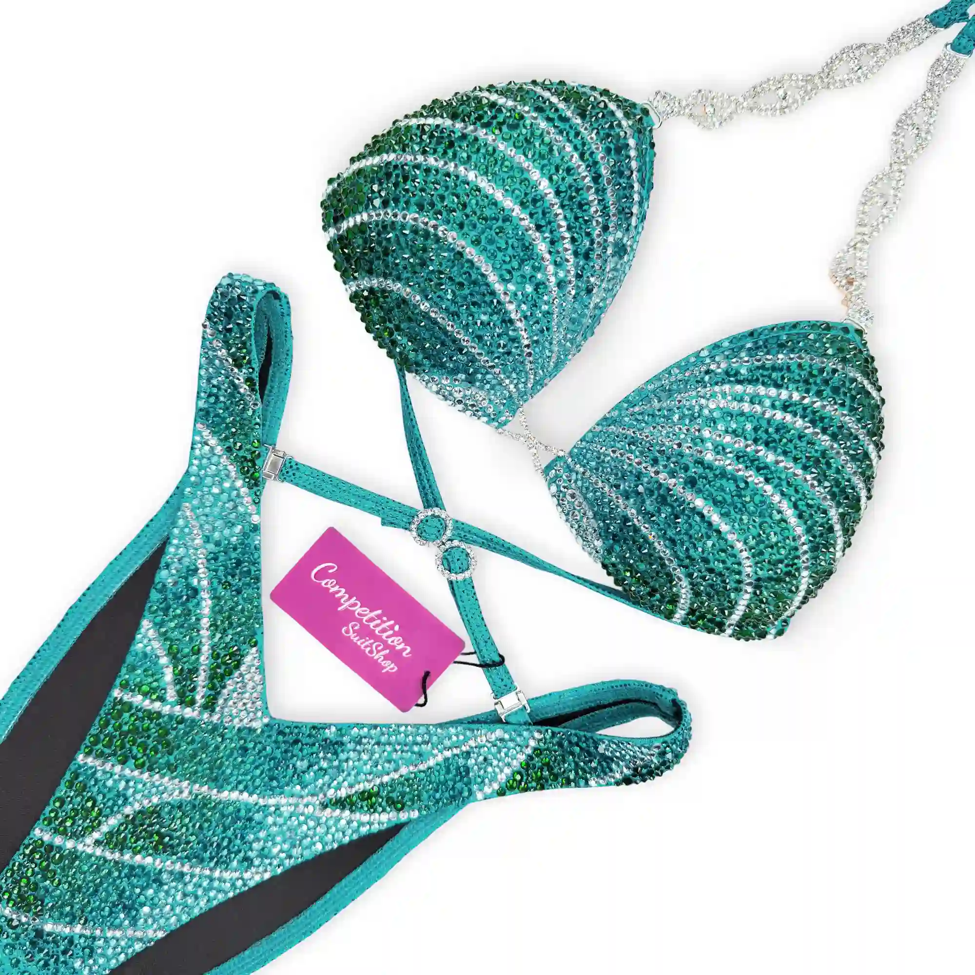 Turquoise Inferno Figure Competition Suit FM1032-10