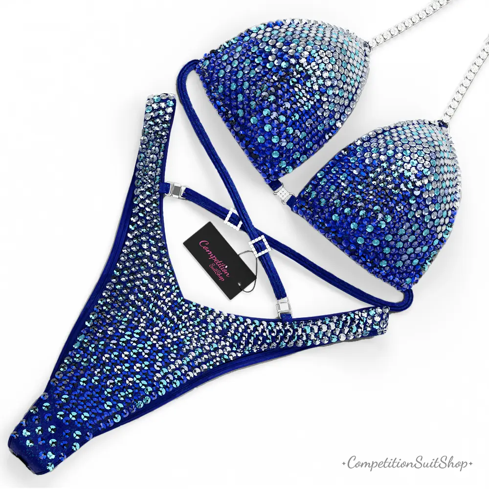Blue Silver Glam Figure Competition Suit FM173-5