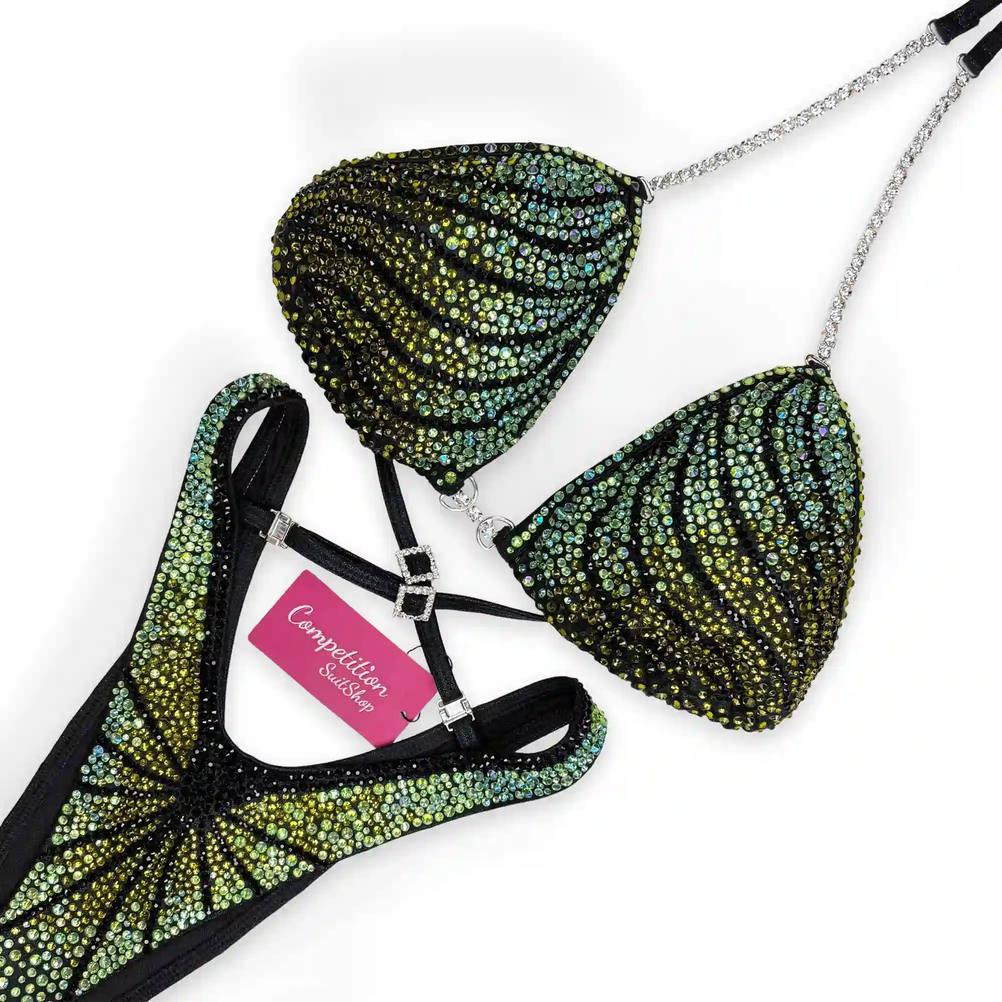 Olive Ribbon Figure Competition Suit FM1027-6