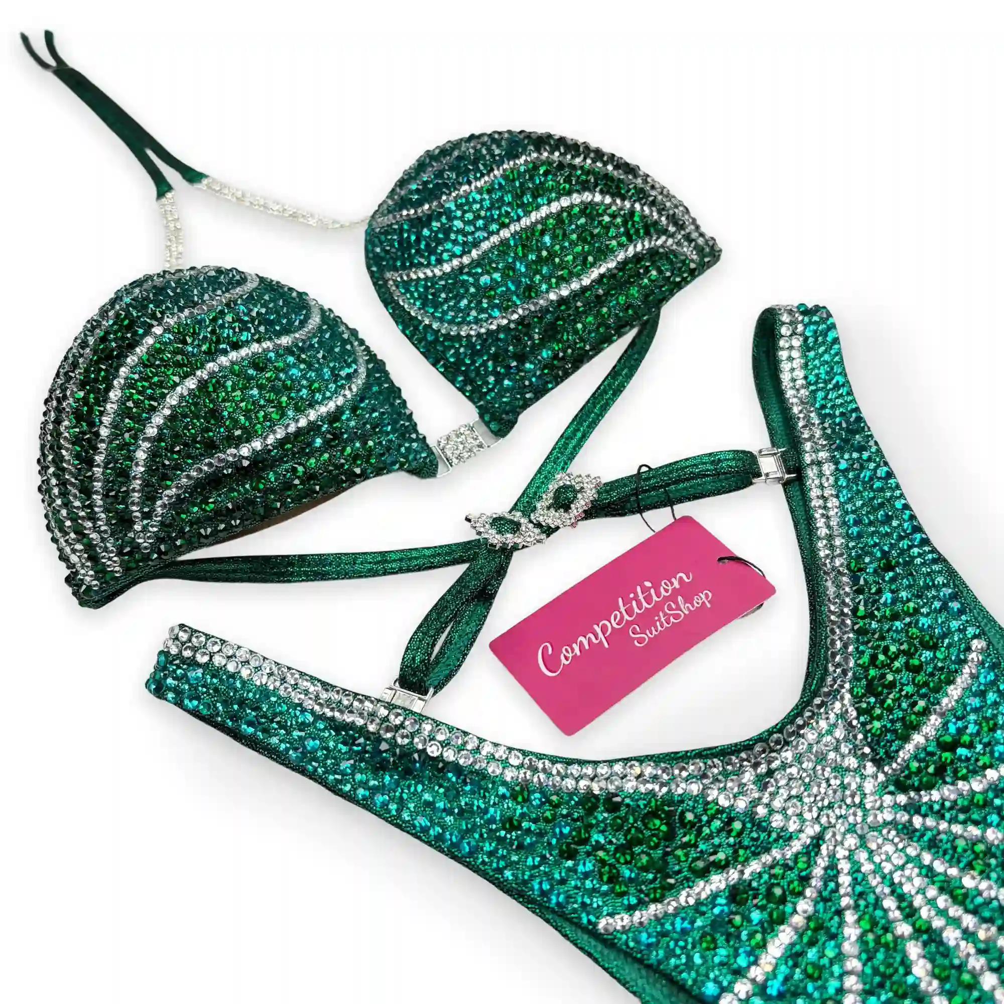 Emerald Ribbon Figure Competition Suit FM1027-4