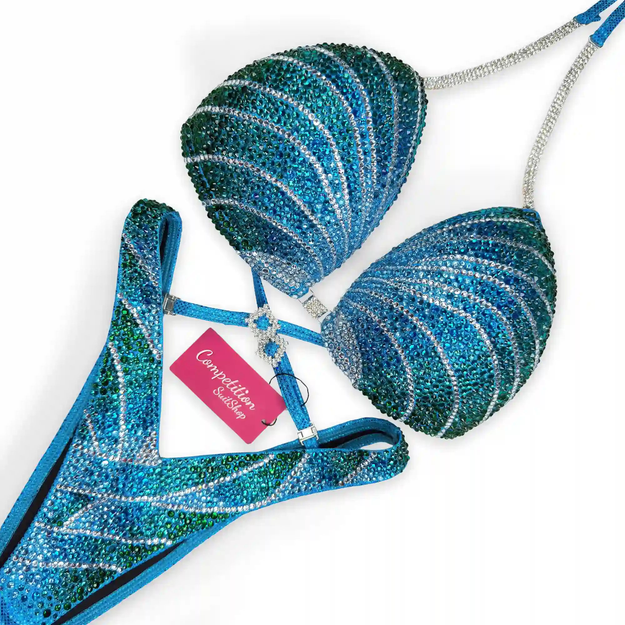 Turquoise Inferno Figure Competition Suit FM1032-10