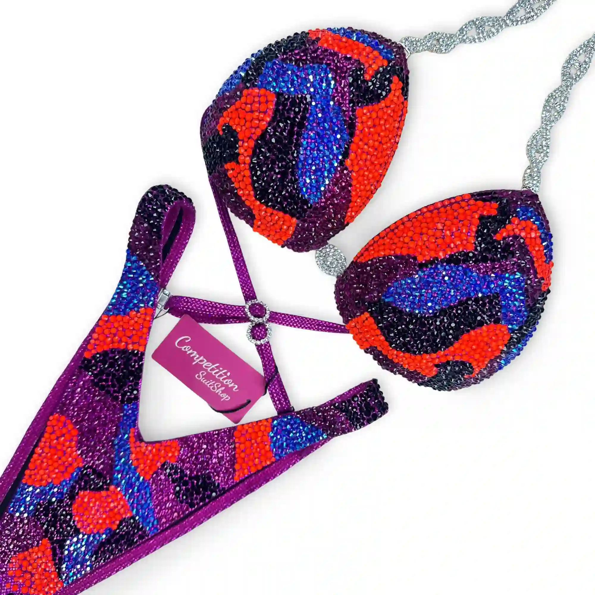 Neon And Purple Camo Figure Competition Suit FM1028-4