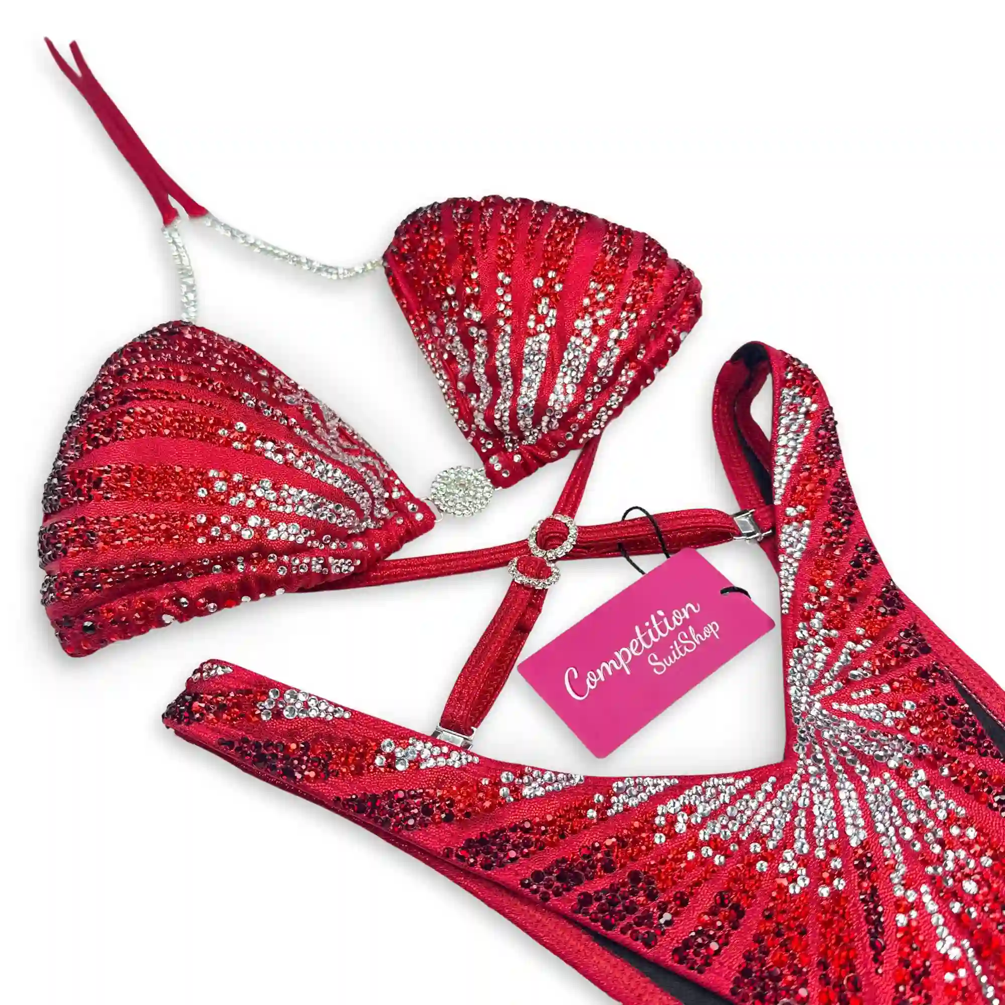 Ruby Red & Silver Figure Competition Suit F1050 Ruby Red & Silver Figure Competition Suit F1050