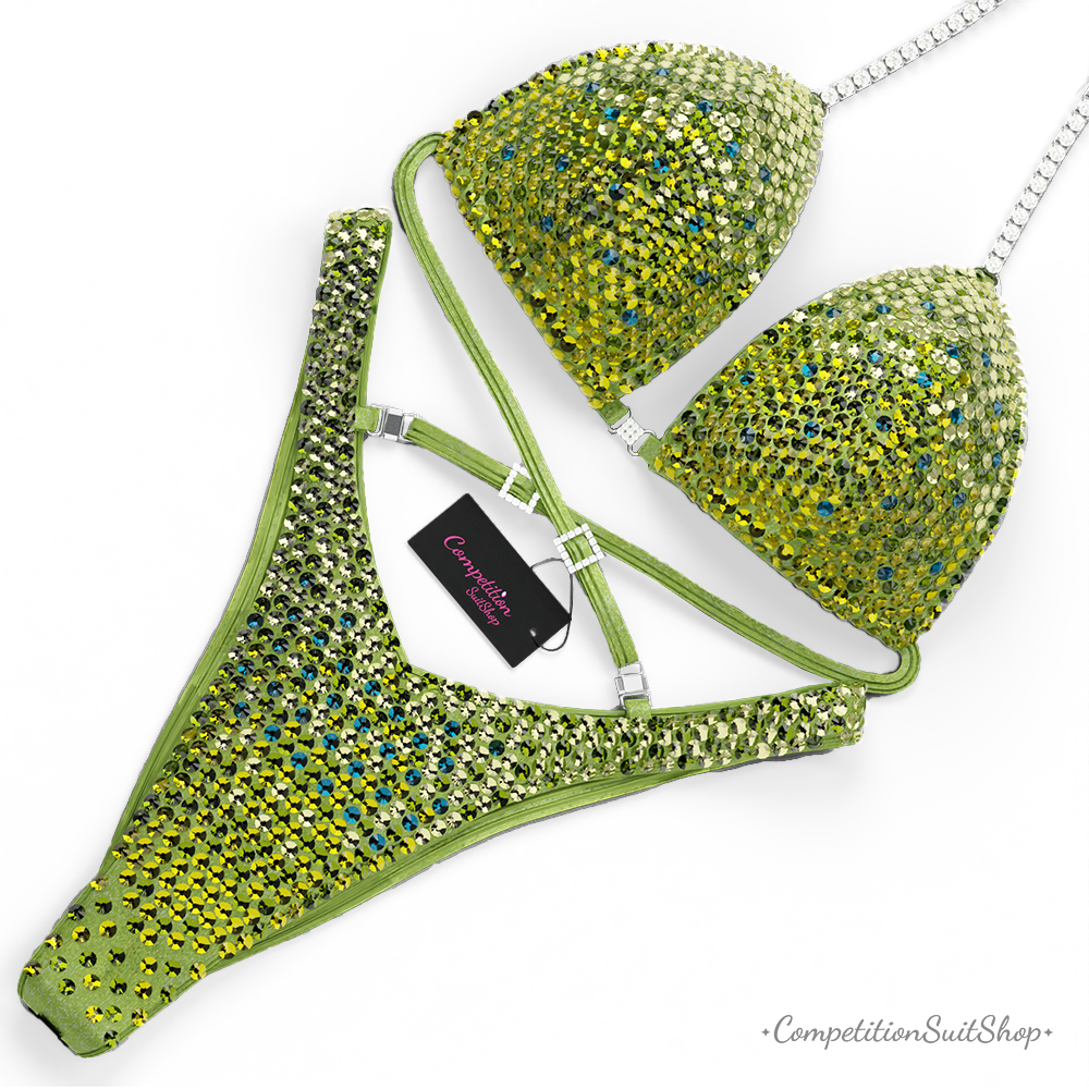 Lime Green Figure Competition Suit FM173-7 